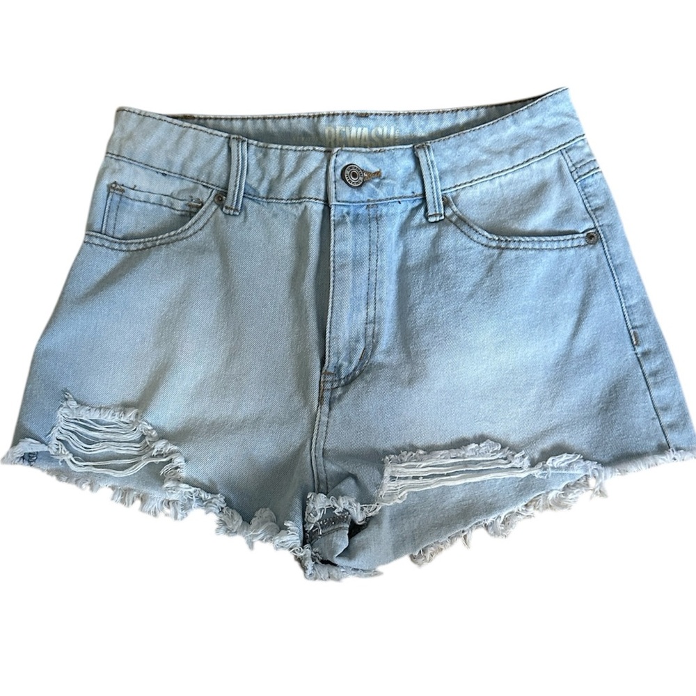 Rewash Light Wash SuperHigh Rise Frayed Jean Shorts